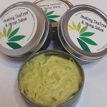 Load image into Gallery viewer, Awesome Teatree! 4 bars of Charcoal Soap and 1 Healing Teatree and Hemp Salve - Sisters Soap Kitchen
