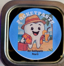 Load image into Gallery viewer, POCKETPASTE! All natural, one-time use toothpaste pearls. SALE! 2 tins for $12 - Sisters Soap Kitchen
