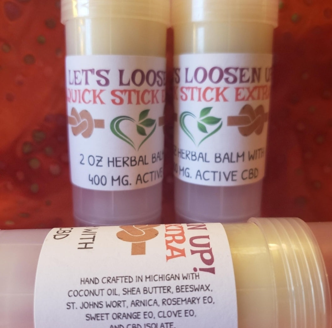 SALE!! Let's Loosen Up! Enjoy TWO 2oz 400mg CBD Quick Stick Extras...$100!! - Sisters Soap Kitchen